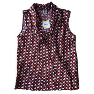 Anne Klein Rare Tie Front Sleeveless Blouse Medium